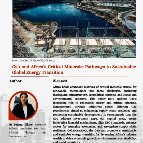 G20 and Africa’s Critical Minerals: Pathways to Sustainable Global Energy Transition