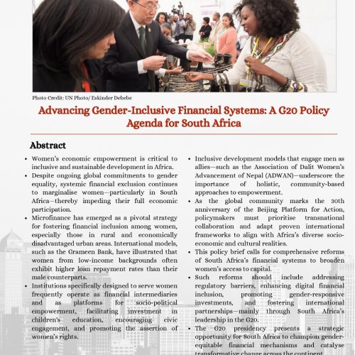 Advancing Gender-Inclusive Financial Systems: A G20 Policy Agenda for South Africa