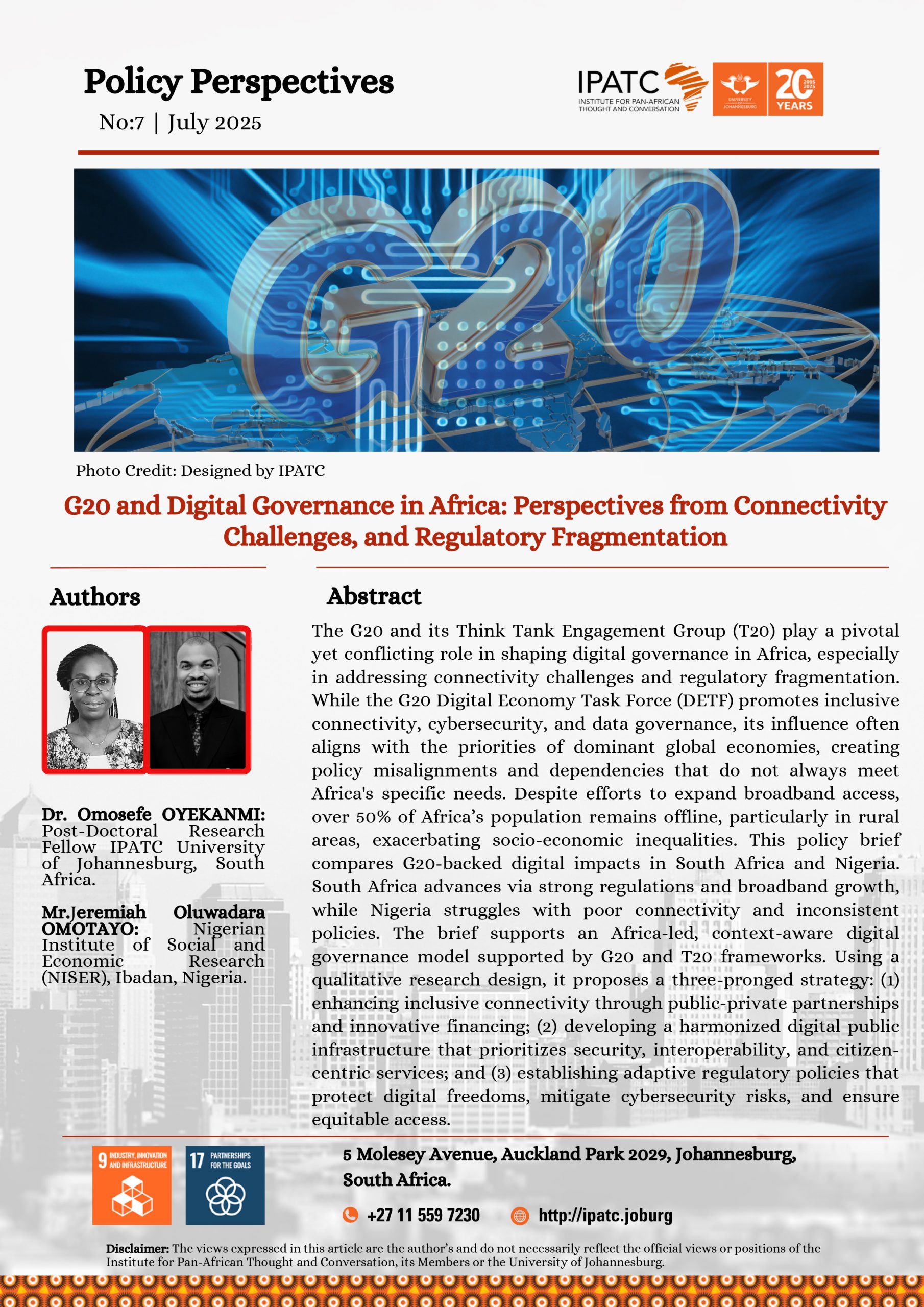 G20 and Digital Governance in Africa: Perspectives from Connectivity Challenges, and Regulatory Fragmentation