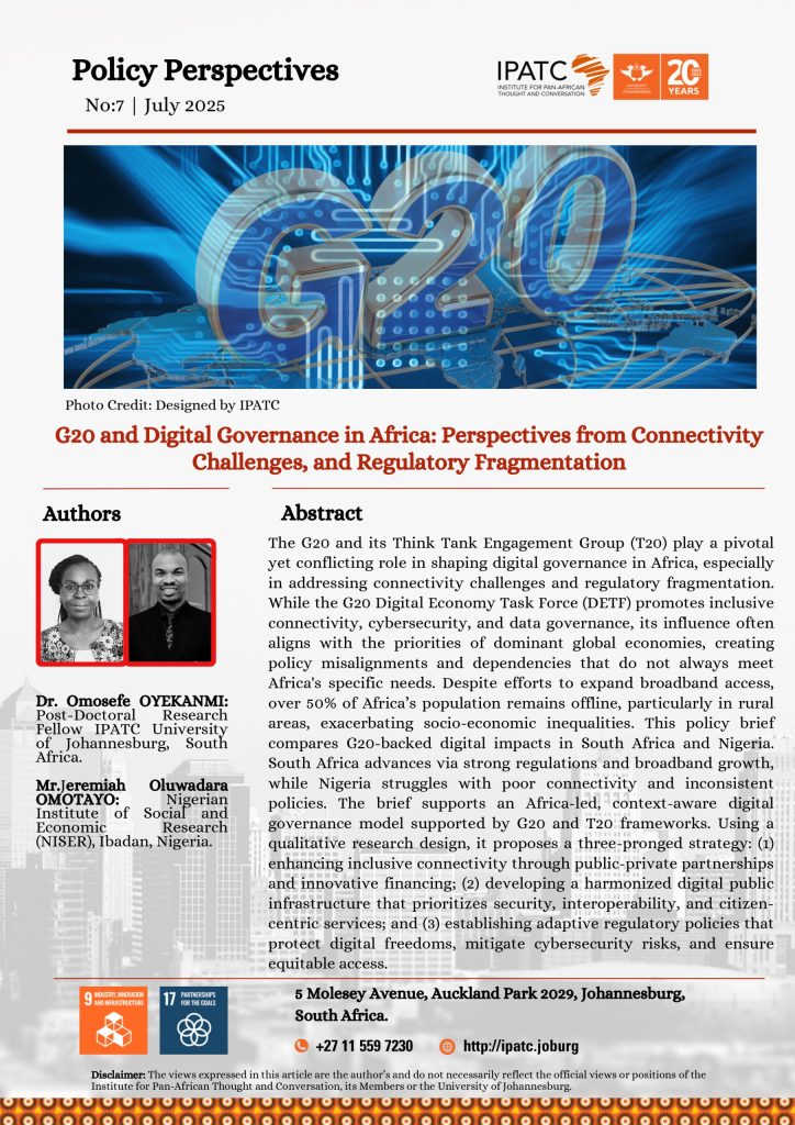 G20 and Digital Governance in Africa: Perspectives from Connectivity Challenges, and Regulatory Fragmentation
